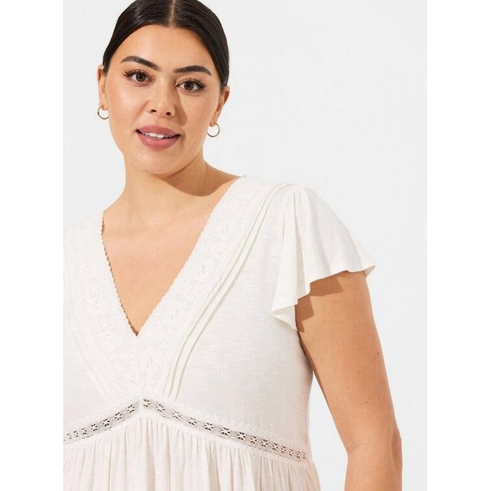NWT Torrid Knit V-Neck Lace Inset‎ Babydoll Top 4X - Picture 4 of 12